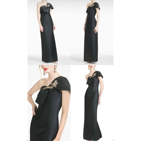 SACHIN & BABI Ines Column Gown Dress Size 4 Black Maxi Floor Length - Picture 2 of 10